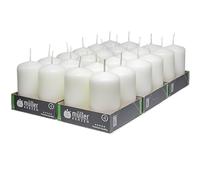 Müller Candele Bianche a Colonna Cilindriche, Set di 24 Candele, dim. 48 x 90 mm, Colore Bianco, Lunga Durata di 16 Ore, Cera Antigoccia, Inodore, Qualità RAL