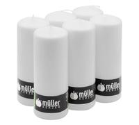 Müller Candele Grandi a Colonna - Set di 6 Candele Colore Bianco - 68 x 180 mm - Lunga Durata di 60 Ore - Cero Antigoccia - Inodore - Qualità RAL