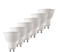 Mueller della luce 400285 Set a +, 6 pezzi LED riflettore lampada sostituisce 50 W, Plastica, 6.5 Watts, GU10, bianco, 5 x 5 x 5.5 cm