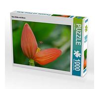 Müller Erika - Puzzle a forma di fiore rosso con ape, 1000 pezzi, dimensioni: 64 x 48 cm