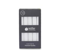 Müller Kerzen - 10 Candele Lunghe Bianco - Diametro 2 cm x 17,5 cm di Altezza - Durata 6 Ore - Inodore, Non gocciolano e senza Fumo - Candela decorativa da Tavolo - Certificato RAL