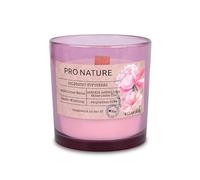 Müller Kerzen PRO NATURE Candele Profumate in Vetro Rosa con Stoppino in Legno - Cera Bianca e Oli di Colza Naturali alle Rose selvatiche - Durata Fino a 40 Ore - 100% Vetro Riciclato