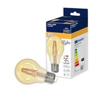 Müller-Licht 4 x lampadine a LED a forma di pera, E27, con innovativa tecnologia a filamento, luce bianca calda (2000 K) per un'atmosfera piacevole, vetro, 4,5 W, oro, confezione da 4