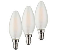 Mueller della luce 400292 Set a + +, Set di Retro LED a forma di candela sostituisce 40 W, Vetro, 4 W, E14, Argento, 3.5 x 3.5 x 10 cm