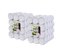 Müller Tealights Candele Profumate - Fragranza Anti-Tabacco - 39 × 15 mm - Durata 4 Ore - Lumini di Cera Colore Bianco - Set di 192 Candeline