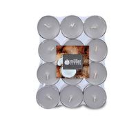 Müller Tealights Candele Profumate - Fragranza Coconut Island - 39 × 15 mm - Durata 4 Ore - Lumini di Cera Colore Grigio - Set di 24 Candeline