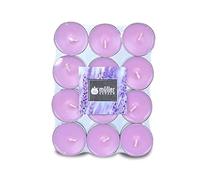 Müller Tealights Candele Profumate - Fragranza Lavanda - 39 × 15 mm - Durata 4 Ore - Lumini di Cera Colore Viola - Set di 24 Candeline