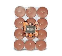 Müller Tealights Candele Profumate - Fragranza Sandalwood - 39 × 15 mm - Durata 4 Ore - Lumini di Cera Colore Marrone - Set di 192 Candeline