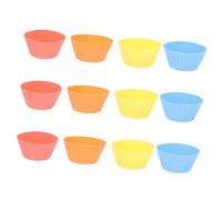 MUELODSIC 12 pezzi Pirottini in Silicone Riutilizzabili per Cupcake e Muffin Colori Vivaci Assortiti Antiaderenti Resistenti Forno Microonde e Frigorifero con Contenitore per Conservazione
