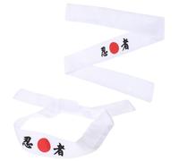 MUELODSIC 2 pezzi Fascia per Capelli Ninja Giapponese Bianca in Cotone Traspirante e Riutilizzabile Stile Karate per Sport e Supporto Squadra