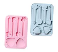 MUELODSIC 2 pezzi Stampi Silicone Flessibili Animali e Dinosauri per Biscotti Fondant Dolci e Caramelle Riutilizzabili per DIY Torte Creative Blu e Rosa