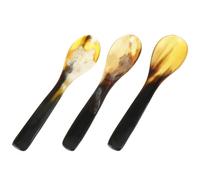 MUELODSIC 3 pezzi in Corno Naturale di Bue Cucchiai Piccoli per Dessert Tè e Gelato Design Liscio e Resistente e Bar Colore Casuale Colore Casuale