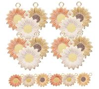 MUELODSIC 30 pezzi Ciondoli Girasole in Lega per Gioielli DIY Accessori Braccialetti Orecchini Portachiavi Collane Fai da Te Colorati Bianco Arancio Giallo