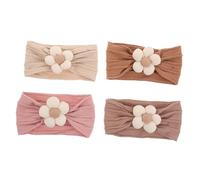 MUELODSIC 4 Pezzi Fasce Elastiche per Neonate con Fiore da Morbide e Delicate Fasce per Capelli Elastici per Bambine Ragazzo Ragazza e Accessori Confortevoli e Sicuri per Uso Quotidiano