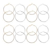 MUELODSIC 40 Orecchini a Cerchio Grandi da Donna Piatti e Leggeri Design Aperto Rotondo da 5 CM Set da 40 Pezzi in Metallo Dorato e Argentato Accessori Mediterranei per Uso Quotidiano e