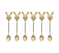 MUELODSIC Cucchiaini da Caffè e Dessert in Acciaio Inox 304 Dorato a Forma di Coniglio Set 6 Pezzi per Tè Sciroppo e Dolci Pasquali Agitatore Decorativo Resistente alla Corrosione per