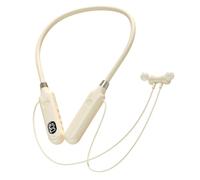 MUELODSIC Cuffie Wireless Neckband Leggere e Resistenti Auricolari Indossabili in Ear per Sport Corsa e Viaggio con Archetto Beige