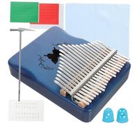 MUELODSIC Kalimba Tasti in Legno Massello con Vernice Naturale Finger Piano Blu Portatile per Principianti Strumento Musicale Facile da Suonare e Accordare