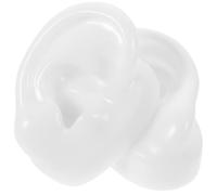 MUELODSIC Modello di Orecchio in Silicone Realistico a Coppia Bianco, Stampo Auricolare per Formazione Agopuntura e Pratica Pulizia Orecchie, Supporto Espositivo Accessori Professionale