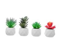 MUELODSIC Piante Grasse Artificiali senza Necessità di Annaffiatura Verde 4 Pezzi in Ceramica e Pvc per Decorazione da Tavolo Casa e Ufficio