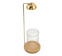 MUELODSIC Porta Incenso Capovolto in Bambù Vetro e Ferro con Raccogli Cenere Bruciatore per Bastoncini di Moxibustione e Diffusore Aromaterapia per Casa Yoga e Rilassamento