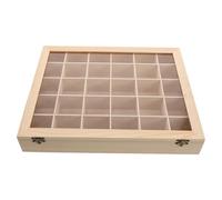 MUELODSIC Scatola per la Raccolta di Rocce in Legno con 30 Griglie e Coperchio Trasparente Organizer Espositore da Collezione per Campioni di Minerali Pietre Preziose e Gioielli Custodia