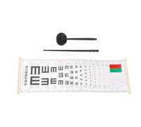 MUELODSIC Set di Tabelle Oculistiche Bifacciali in Plastica e Legno Tabella Oculistica di Snellen Occlusore Oculare Portatile e Puntatore Manuale per Esame della Vista per Uso Domestico