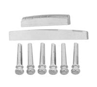 MUELODSIC Set Piroli e Sella in Metallo per Chitarra Acustica Folk Accessori per Ponte e Capotasto Fori Precisi Migliorano Stabilità Corde e Qualità Suono Ricambio Manutenzione Strumenti