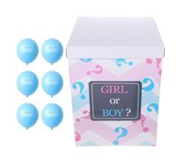 MUELODSIC Set Rivelazione Sesso con Scatola a Punto Interrogativo 6 Palloncini Blu Trasparenti con Coriandoli per Shower e Festa di Rivelazione Ragazzo o Ragazza