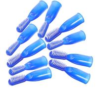 MUELODSIC Spazzolino da dito portatile setole morbide, 10 pezzi, plastico blu, per detenzione e pulizia denti efficace