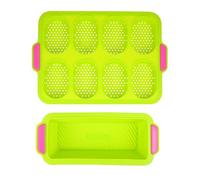 MUELODSIC Stampo per Pane Francese in Silicone 8 Scomparti + Teglia per Pane Soffice Antiaderente 2 Pezzi per Cottura Uniforme e Uso Domestico