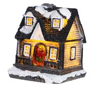 MUELODSIC Villaggio Natalizio Luminosa con LED Giallo Villa Resina con Neve Decorazione Natalizia Accogliente e Festa Invernale Lampada Batteria Inclusa Idea Regalo Calda e