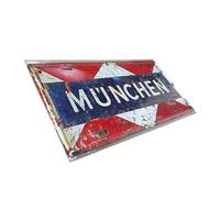 München - Targa in metallo vintage con città, 30 x 15 cm, rustica, per bar, pub, garage, grotta degli uomini, decorazione per la casa
