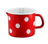 Münder Email Le - Pentola per latte e becco smaltato, 1,1 l, colore: rosso con pois bianchi, per tutti i piani cottura