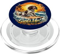 Münsterländer cane surfing spiaggia tramonto vacanza PopSockets PopGrip per MagSafe