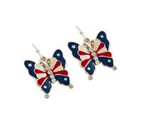 Münzen Perlen Ohrringe Rot-weiße Damen-Ohrringe zum amerikanischen Unabhängigkeitstag Kinder Ohrringe Mädchen Clips (Red, One Size)