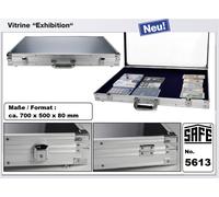 Porzellan-ALU-Vitrinen-Exhibition-XXL-70x50x8cm-Velours-blau Safe 5613