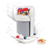 Muesli Cup da Asporto, 450 ml + 250 ml, Porta Yogurt, Coppetta per Cereali da Asporto a Tenuta Stagna con Cucchiaio e Contenitore per Salse, Contenitore per Colazione Senza BPA,Cereal Cup Grigio