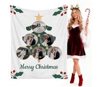 Muewent Coperta personalizzata con 6 immagini, regali personalizzati per proprietari di cani e gatti, coperta di compleanno di Natale personalizzata per familiari e amici