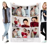 Muewent Coperta personalizzata con otto collage di foto e le tue parole regalo unico per genitori, nonni, coppie o amici per qualsiasi celebrazione.