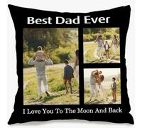 Muewent Federa per cuscino con foto personalizzata, per ritratti di famiglia, foto di viaggio o occasioni regalo (3 foto e testo)