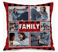 Muewent Federa per cuscino con foto personalizzata, per ritratti di famiglia, foto di viaggio o occasioni regalo (6 foto e testo)