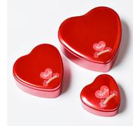 Mufasa Heartin - Set di 3 scatole di latta a forma di cuore, in metallo, per San Valentino, gioielli, caramelle o ricordi, colore: rosso