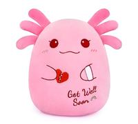MUFEIRUO Axolotl Peluche di peluche rosa Axolotl con cuore e arcobaleno, Get Well Soon, buon regalo per bambini 4 5 6 7 8 9 10 11 12+ anni e adulti