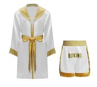 Mufeng Abbigliamento Boxe Bambini Ragazzi Accappatoio da Pugilato Mantello da Boxer con Cappuccio + Pantaloncini da Boxe Fight Shorts Costume da Pugile Tipo K 13-14 anni