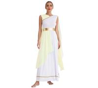 Mufeng Abiti da Festa della Dea Greca Atena Donna Vestito Antica Romana Toga Vestito per Danza Contemporaneo Lirica Costume di Carnevale Halloween Natale Champagne L
