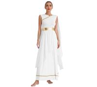 Mufeng Abiti da Festa della Dea Greca Atena Donna Vestito Antica Romana Toga Vestito per Danza Contemporaneo Lirica Costume di Carnevale Halloween Natale Bianco XXL