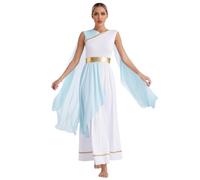 Mufeng Abiti da Festa della Dea Greca Atena Donna Vestito Antica Romana Toga Vestito per Danza Contemporaneo Lirica Costume di Carnevale Halloween Natale Azzurro L