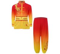 Mufeng Abiti da Tai Chi di Taiji Cinese per Bambini Ragazzi Uniforme di Kung Fu di Bruce Lee Costumi per Meditazione Qigong Abbigliamento per Arti Marziali Rosso 5-6 anni