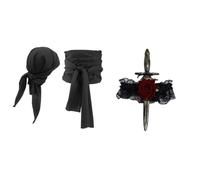 Mufeng Accessori Fazzoletto Spada Pirata E Pugnale Donna Costume Da Set 4 pezzi Bronzo Nero Taglia unica